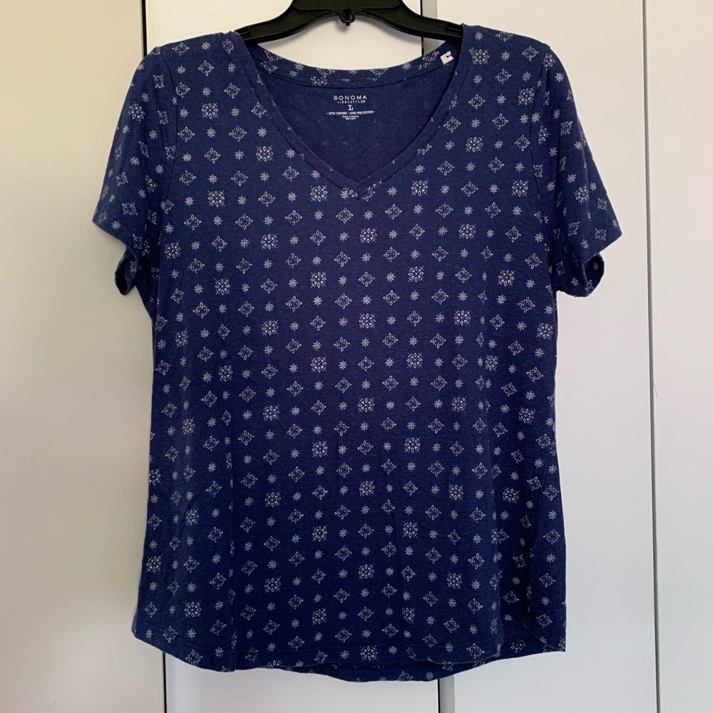 Navy Blue V-neck Tee